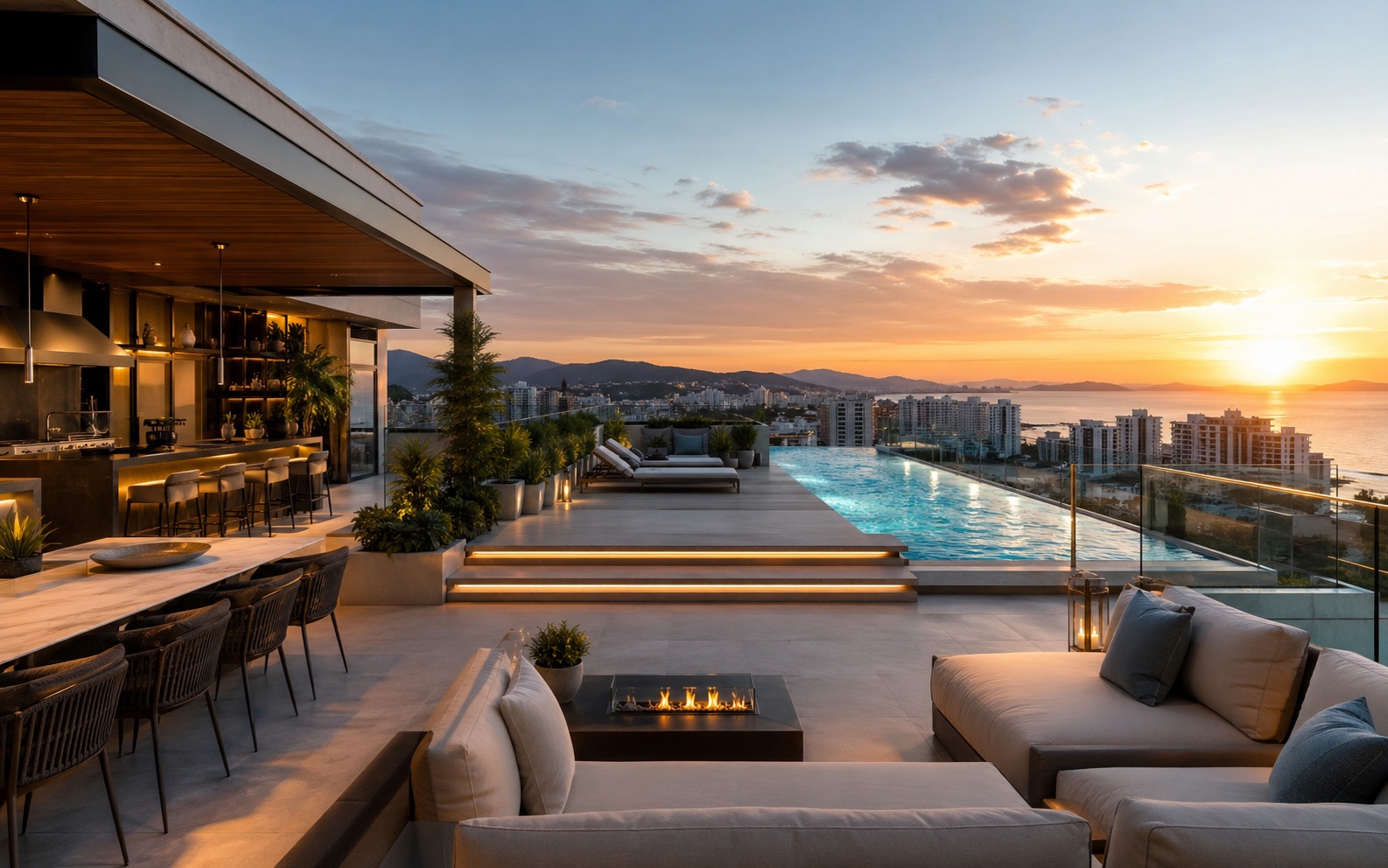 Penthouse alto padrão com terraço e piscina